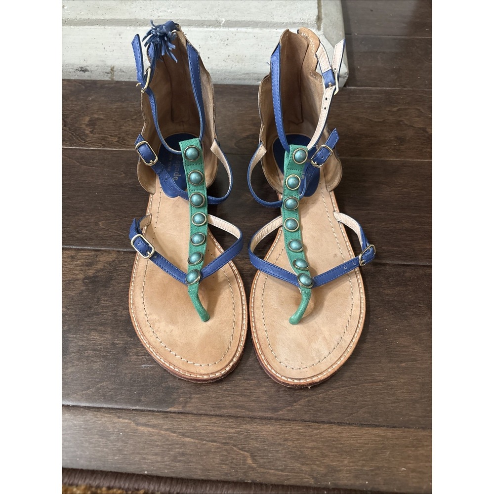Kate Spade PEACOCK Soto Emerald Napa Leather Sandal Size 7.5 M NIB Gorgeous - Picture 8 of 13